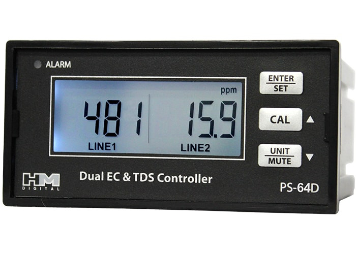 Кондуктометр-солемер HM Digital PS-54D (PSС-54D/PSC-64D) монитор-контроллер уровня TDS/EC воды двухлинейный с 2-мя дисплеями с токовым выходом