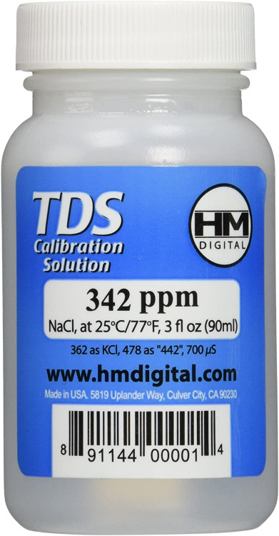 Калибровочный раствор HM Digital для TDS и EC метров (солемеров и кондуктометров) 342 ppm (700  µS). Емкость 88.7 мл